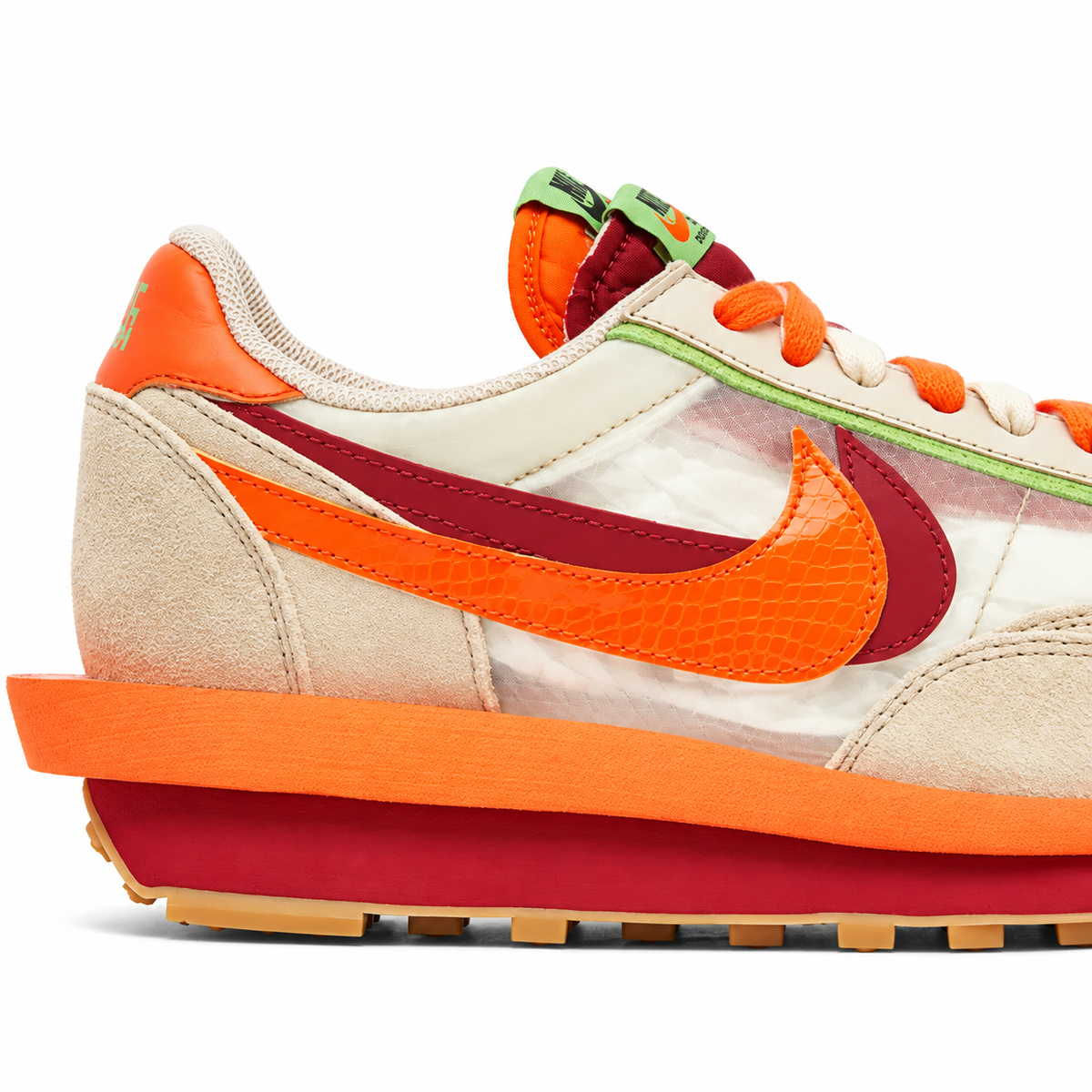 Nike x sacai x CLOT LDWaffle – Net Orange Blaze